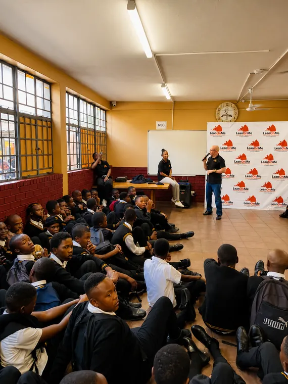 Learners participating in a Lean On Me school programme