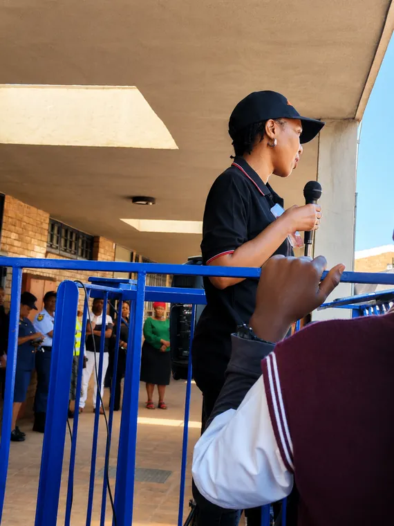 Lean On Me facilitator speaking during a school programme